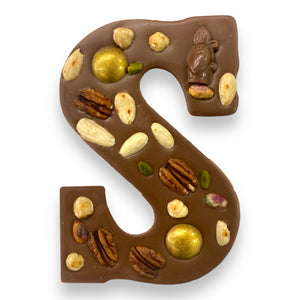 Luxe chocoladeletter  S Melkchocolade Noten per stuk - Macaronstore.nl