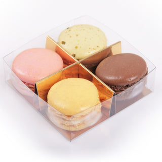 4 macarons in transparant doosje - Macaronstore.nl