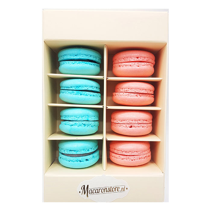 Macarons 8 pieces Baby Blue and pink in luxury box