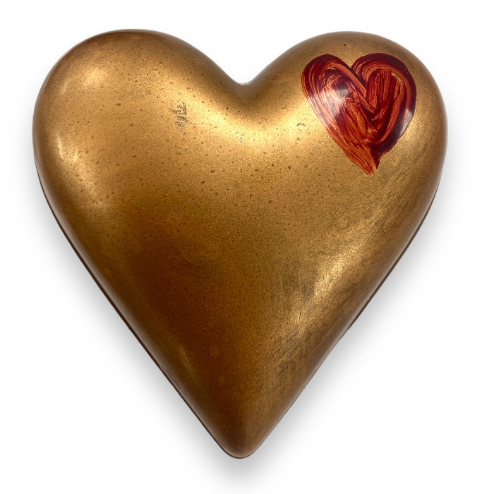 Golden chocolate heart filled with strawberry Marshmallow. Letterbox post