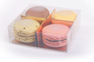 4 macarons in transparant doosje - Macaronstore.nl