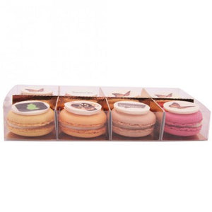 8 macarons de Paris met logo in transparant doosje (vanaf 5 doosjes) - Macaronstore.nl